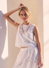 LENA SLEEVELESS EYELET TOP