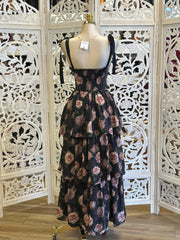 Ribbon Strap Blush Floral Dress -Stretchy,Estira