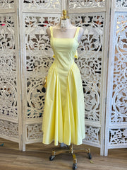 Yellow Tie Back Midi Dress- No Estira, Not Stretchy