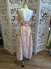 Mini Floral Pink Flowy Midi Dress- Stretchy, Estira