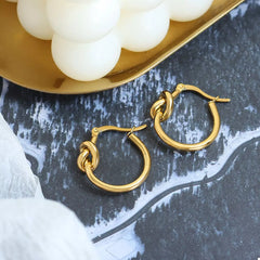 Golden Knot Hoop Earrings