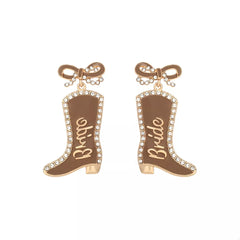 Cowgirl Boot Dangle Earrings with Bow