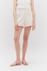 MARJORIE TWILL MID-RISE SHORTS