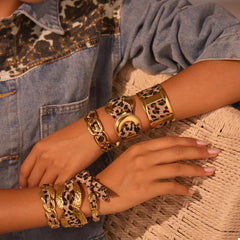 Leopard Ribbon 18K Gold-Plated Open Bracelet