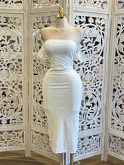 Ribbed Off Shoulder Midi Dress-Stretchy, Estira
