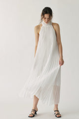 Elena Pleated Halter Maxi Dress
