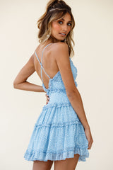 Laney Low Back Cami Strap Dress Speckle Print Blue