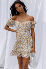 Linka Off-Shoulder Tie Back Dress Animal Print Sage