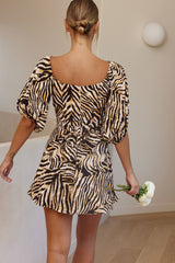 Linka On-Or-Off Shoulder Half Sleeve Tie-Back Dress Tiger Tan