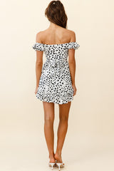 Linka Off-Shoulder Tie Back Dress Animal Print Black/White
