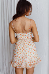Summer Breeze Gathered Bust Mini Dress Floral Yellow