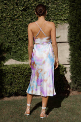 Medellin Side-Tie Wrap Midi Dress Watercolor Multi