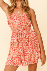 Weekend Escape Cami Strap Drawstring Dress Animal Print Orange