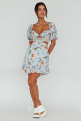 Sweet Romance Cut-Out Mini Dress Blue