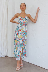 Missoula Cami Strap Padded Bust Midi Dress Flower Print Green