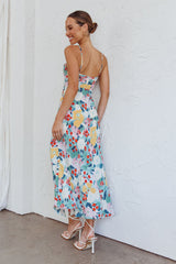 Missoula Cami Strap Padded Bust Midi Dress Flower Print Green