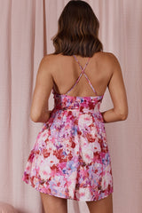 Le Jardins A-Line Mini Dress Floral Fuchsia