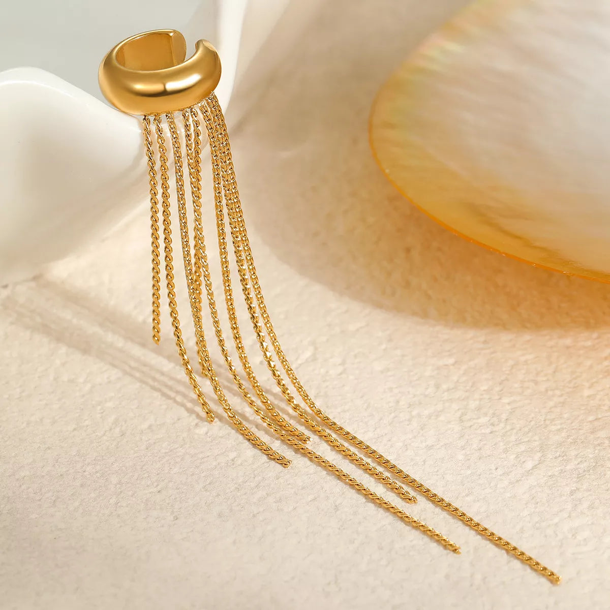 18K Gold-Plated Tassel Ear Cuff Earrings