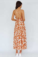 Tiffi Cami Strap Midi Dress Floral Brown
