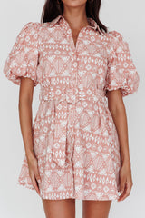 Nanette Puff Sleeve Belted Mini Dress Print Rose