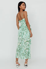 Silvana Frill Trim Midi Dress Print Green