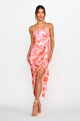 Your Destiny Ruched Asymmetrical Hem Dress Pink