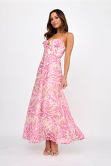 Kindred Love Gathered Bust Maxi Dress Pink
