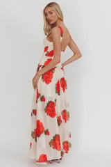 Opulent Low Back Maxi Dress Floral Rose