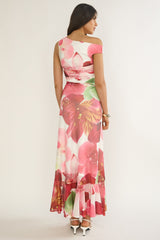 Moonlit Magic Asymmetric Neckline Maxi Dress Floral