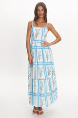 Newbury Bow Back Maxi Dress Floral Blue