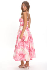 Get My Attention Pleat Waist Maxi Dress Watercolor Pink