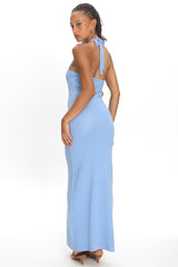 Wildflower Sun Halterneck Knit Dress Flower Blue