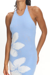 Wildflower Sun Halterneck Knit Dress Flower Blue