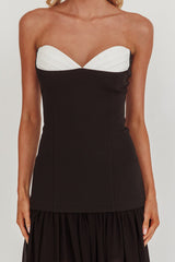 Unspoken Sweetheart Neckline Sheer Hem Maxi Dress Black
