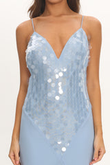 Meranda V-Neck Maxi Dress Sequin Blue