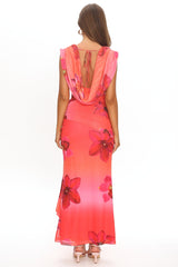 Virgo Season Draped Shoulder Maxi Dress Orchid Pink