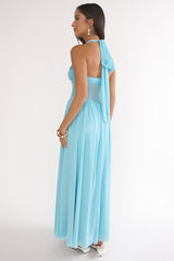Jovella Halterneck Mesh Dress Blue