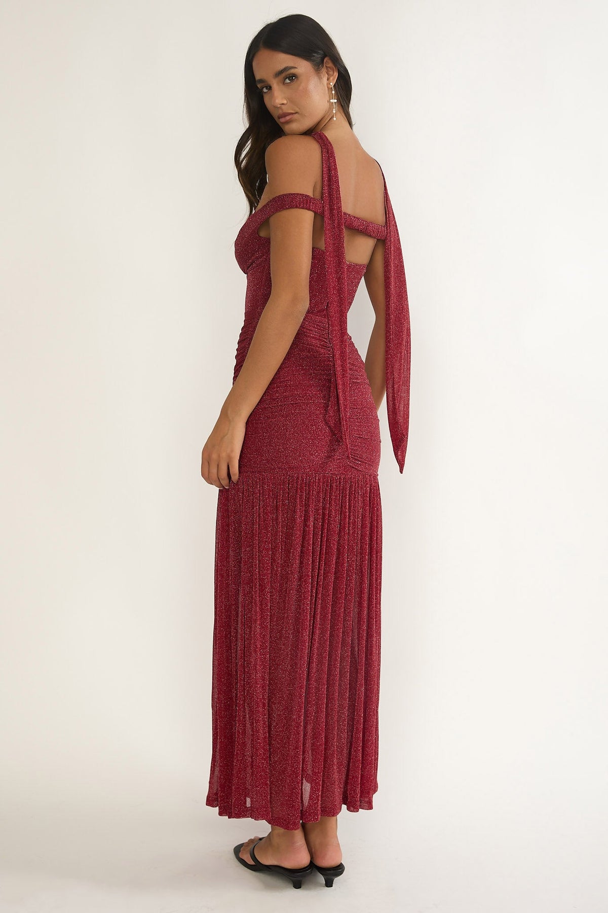 Delora Off-Shoulder Scarf Maxi Dress Red