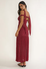 Delora Off-Shoulder Scarf Maxi Dress Red