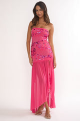 Jezra Strapless Sequin Embellished Maxi Dress Plum