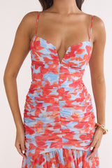 Harbor Ruched Maxi Dress Floral Blue Multi