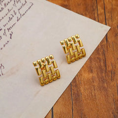 18K Gold-Plated Geometric Stud Earrings