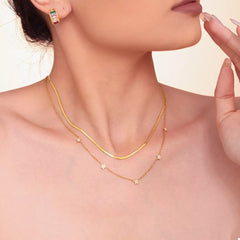 2-Piece 18K Gold-Plated Necklace with Zircon Accents