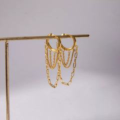 18K Gold-Plated Chain Hoop Earrings