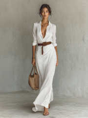 NADINE – ELEGANT PLUNGING MAXI WRAP DRESS