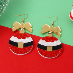 Christmas Dangle Earrings with Bow