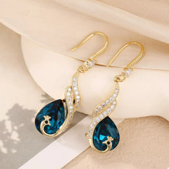 18K Gold-Plated Peacock Teardrop Earrings