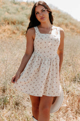 Blush Tells All Square Neck Floral Mini Dress (Natural)