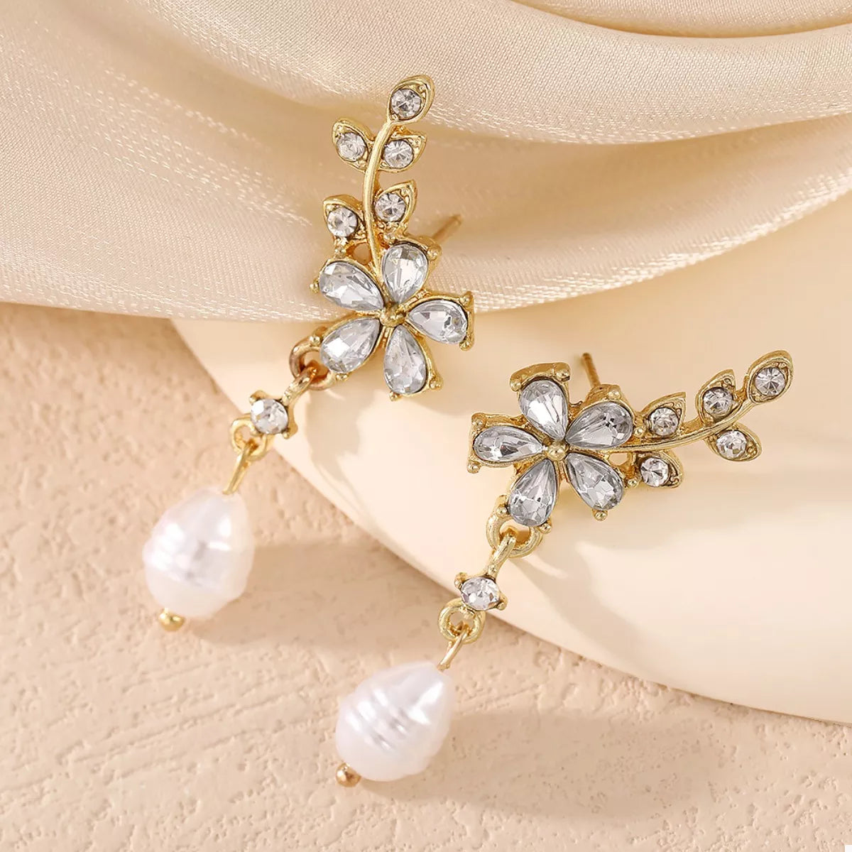 Flower Pearl Drop Earrings