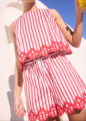 JULIE STRIPED PULL-ON SHORTS
